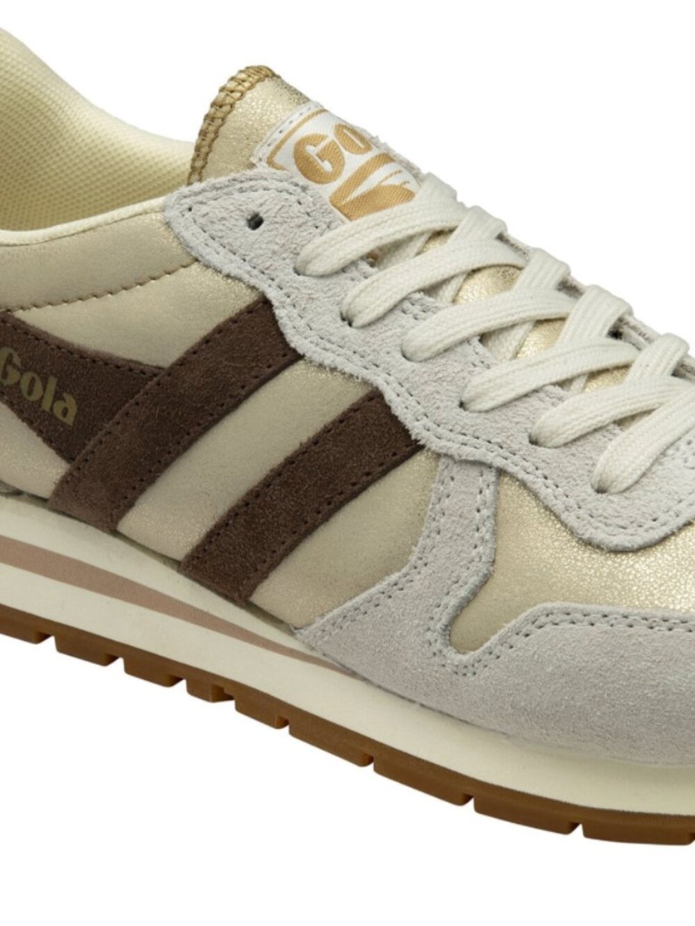 Gola Classics Women's Daytona Blaze Sneakers in Gold/Dark Brown/Cameo - Picture 3 of 11
